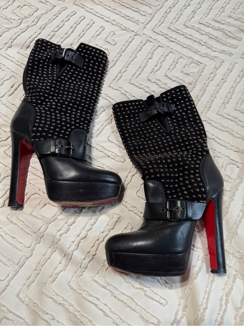 Louboutin Studded Platform Boots 38